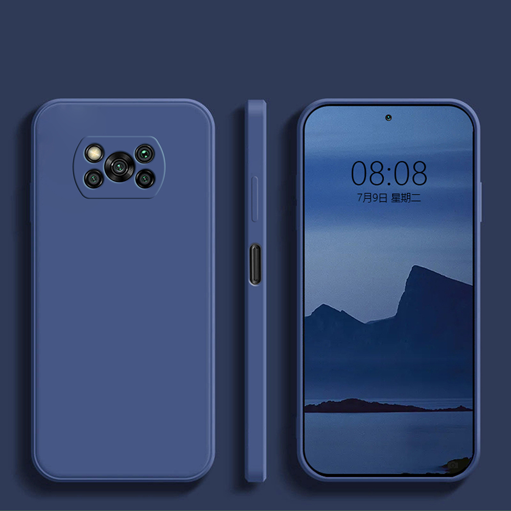 Luxo original caso de telefone de silicone líquido para xiaomi poco x3 x 3 pro nfc x3pro pocox3 pro casos macios para poco x3 pro capa traseira: PU / Azul