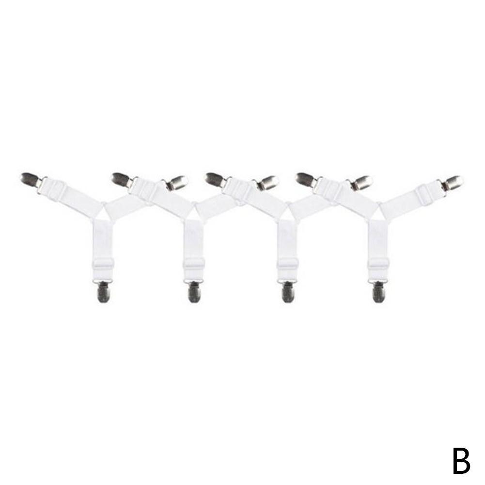 4 stk holder stropp tøy stropp slip-på laken feste klips stropp holder klips møbel klips madrass bånd elasti  b0 c 4: Hvit