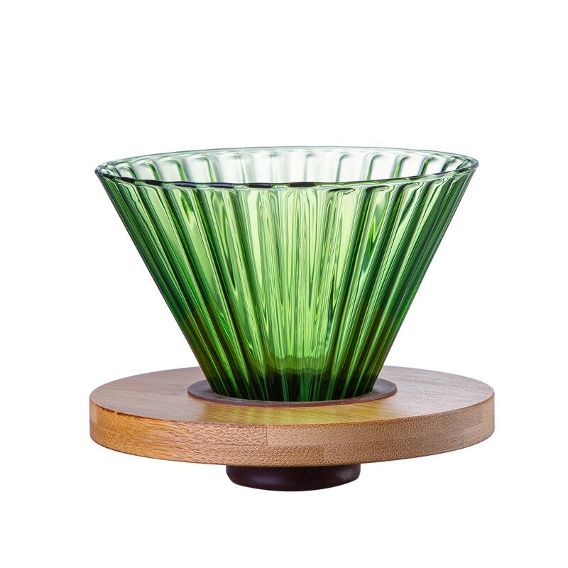 Glass Coffee Funnel Dripper Wooden V60 Brackets Glass Coffee Funnel Dripper Glass Coffee Filter Reusable Coffee Filters: Green