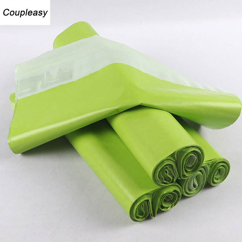 Sobres de correo verde impermeables, bolsas de plástico gruesas para correo de 7 tamaños, 10 unids/lote