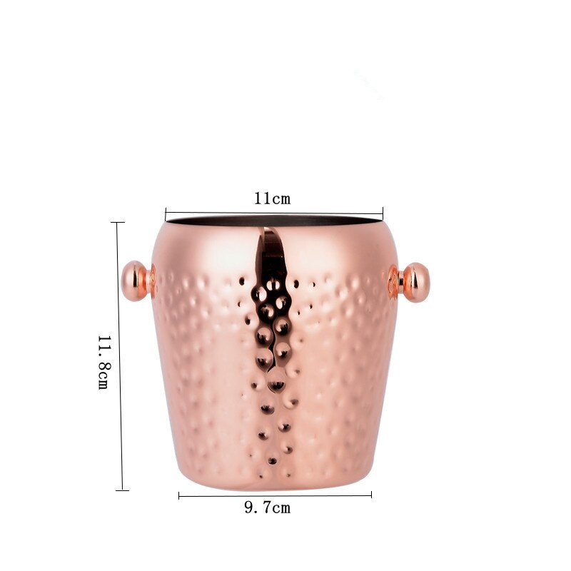 Gyllene färg rostfritt stål bar is hink två handtag champagne hink vin spotta vin fat behållare ktv club bar vin rack: Gyllene 1l