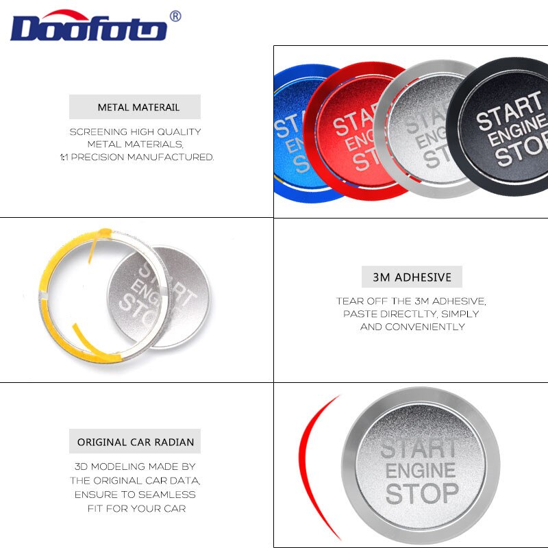 Doofoto Voor Alfa Romeo Start Stop Motor Button Cover Ring auto-interieur Sticker Accessoires Styling Start Button Case Shell