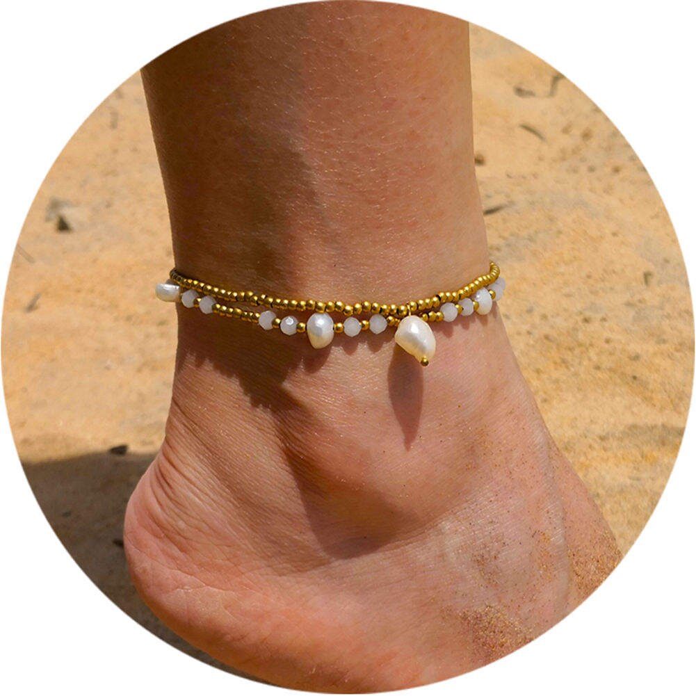 Artilady boemia calzino del braccialetto del piede della catena dei monili per le donne perline di pietra della spiaggia di proprietà di trasporto dei monili Dropshipping: 25