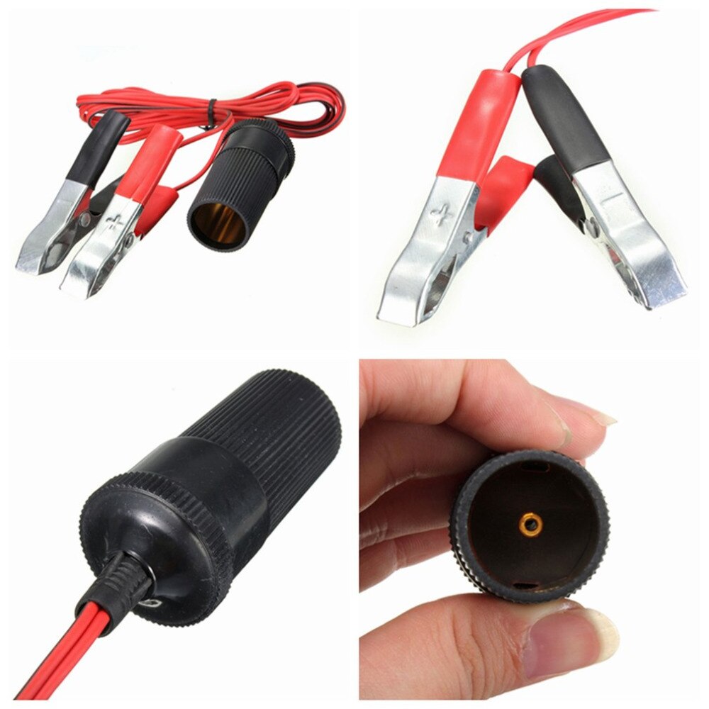 12v auto-aanstekeraansluitingen met krokodillenklemmen voor accu en stroomadapter, verlengsnoer