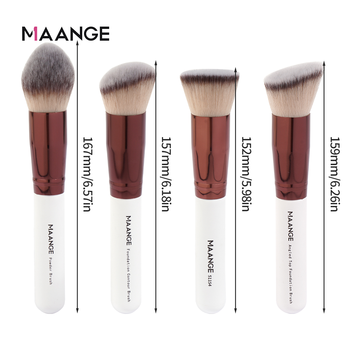 MAANGE-brochas de maquillaje con estuche, 4 piezas, base, corrector, polvo, cerdas suaves y esponjosas, juego de brochas cosméticas grandes