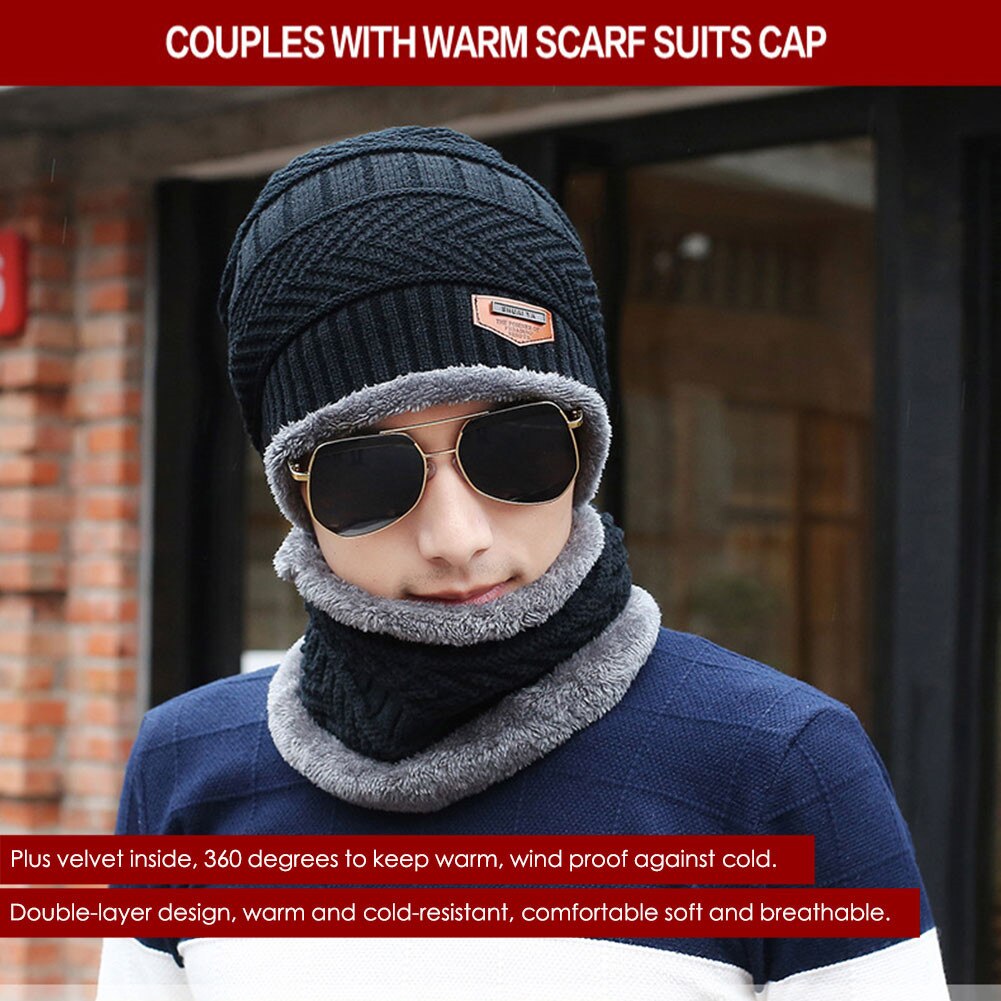 2/3- stykker vinter hat tørklæde handsker sæt udendørs sport vandring camping varm fleece dragt