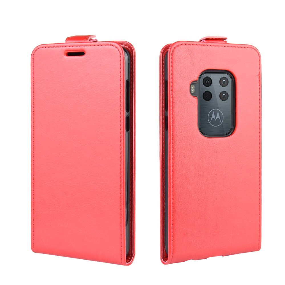 UP Down Leather Case For Motorola One Power P30 One P30 One ZOOM Phone Bag Vertical Flip Leather Cover Cases Card Slot Holster: For One Zoom / Red