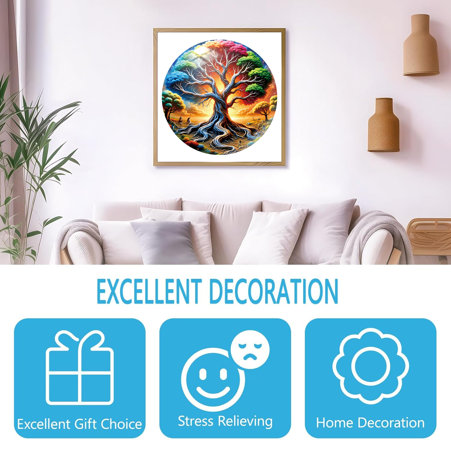 Colourful Tree Wooden Puzzle for Adults, Unique Shaped Pieces, Exquisite Box, Brain Exercise, Room Decor,