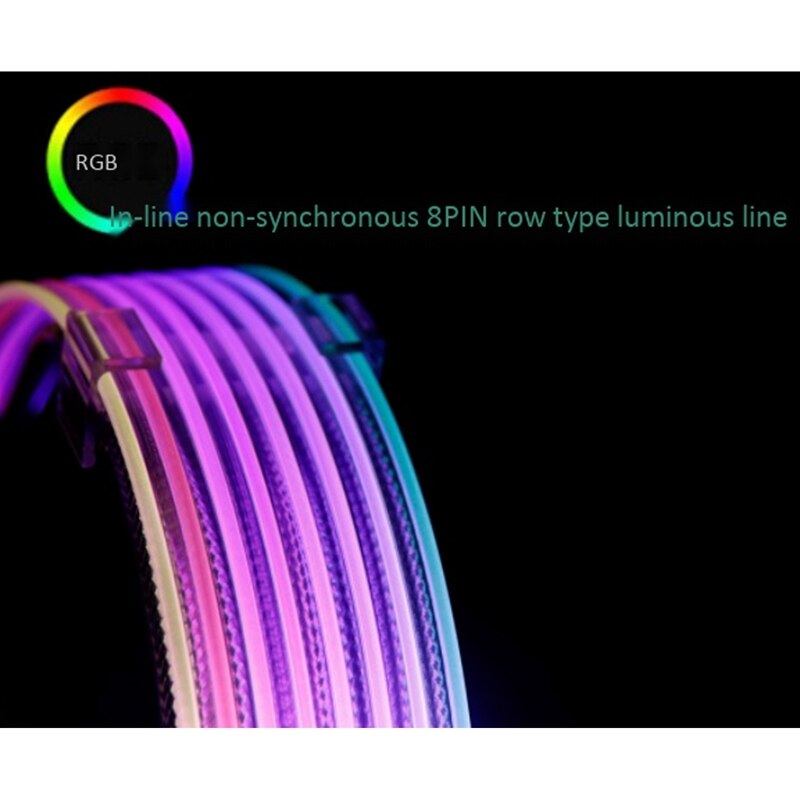 RGB Luminous Line 6+2P Extension Cable In-Line Non-Synchronized Neon Color Line 300mm Computer Case Neon Color Line