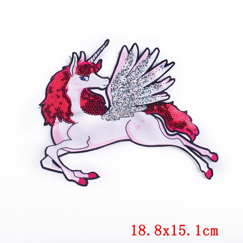 Beautiful Sequins Animals Unicorn Patch For Clothes Iron On Embroidered Patches For Clothes Appliques Stickers T-shirt Jacket