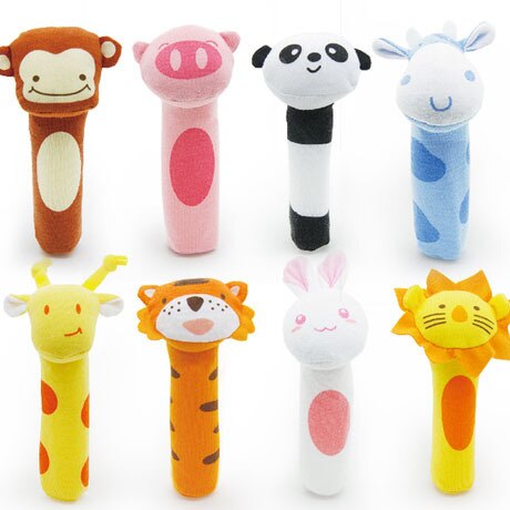 Baby hand grip rattle toy BB stick cow lion panda tiger rabbit monkey deer pig puzzle enlightenment rattle toy