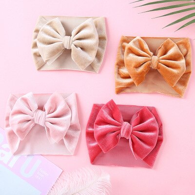 Sammet baby pannband turban stor pilbåge baby flicka pannband för nyfödd rosett hårband barn barn huvud inpackning hårtillbehör