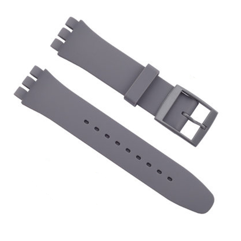 Schwarzes Armband für Swatch-Armband, Schnalle, Silikon-Uhrenarmband, 17 mm, 19 mm, 20 mm, Gummiarmband, 16 mm, Uhrenzubehör: Kohle schwarz / 16mm