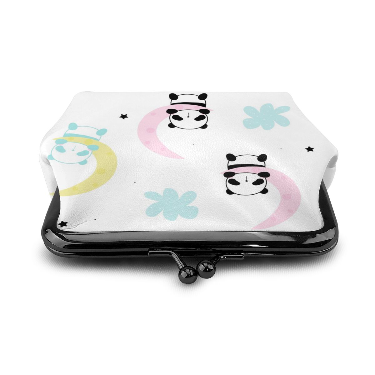 Oude schattige kleine panda slaapt op de maan dames portemonnee kleine dames portemonnee dames portemonnee munt portemonnee