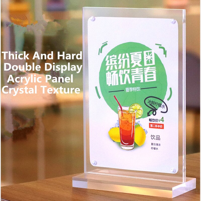A6 bordplade akryl menu display stativ foto plakat ramme magnetisk menu papir skilt holder counter display stand