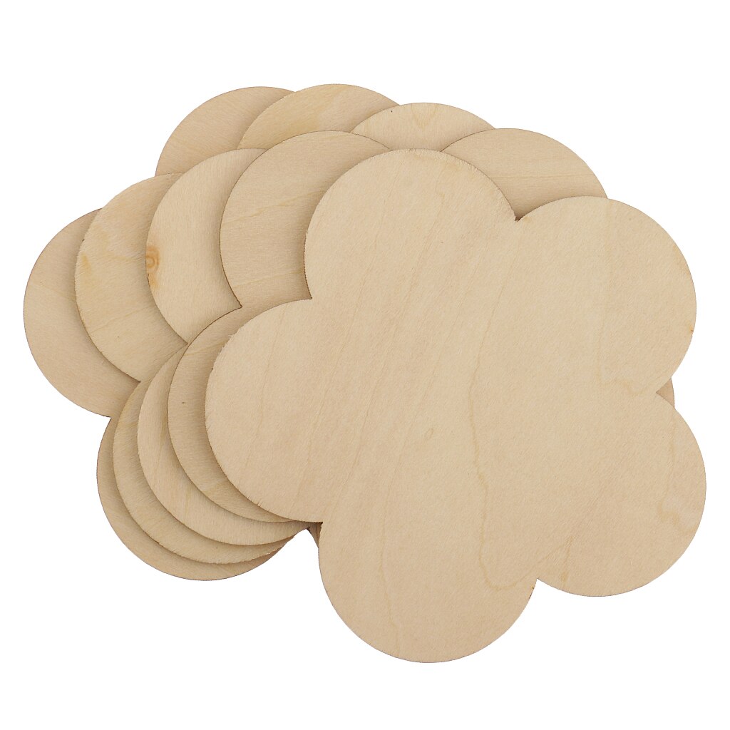 35x Flower MDF Natural Unfinished Wood Shape Wooden Plaque for Model Making Kids Children Painting Drawing 30/100mm