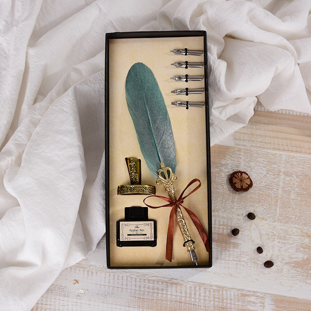 1 Juego de pluma de caligrafía Vintage, conjunto de pluma de inmersión con 5 pluma de escribir de tinta, pluma estilográfica, papelería estilo Retro, creativos de boda