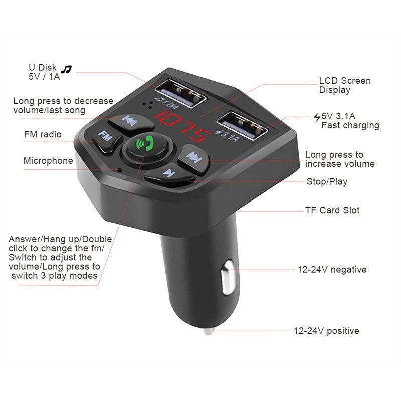 Exquisite Bluetooth Carkit Auto Accessoires Bluetooth Ontvanger Bluetooth Speaker Draadloze Carplay Auto Audio Manos Libres Coche: B