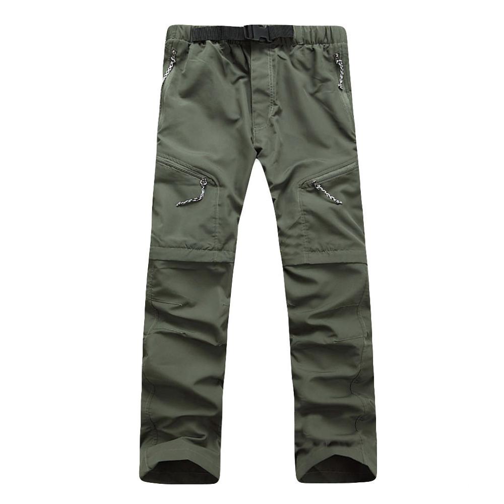 Sommer herre hurtigttørrende aftagelige vandrebukser udendørs sport åndbare bukser camping trekking fiske shorts  #0926: Militærgrøn / S