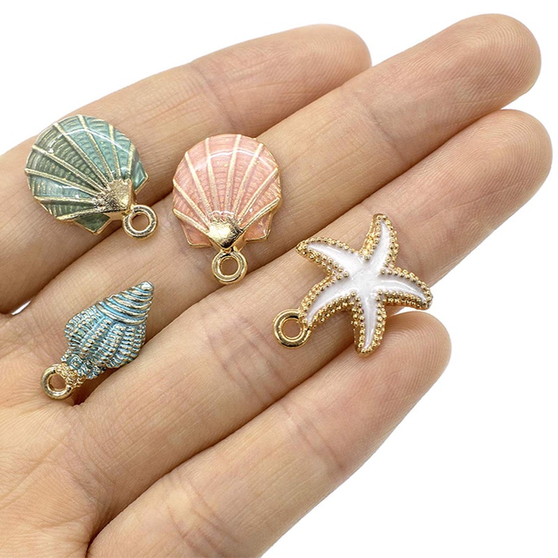 15Pcs Seashell Zeester Hanger DIY Craft Sieraden beach Wedding Mermaid baby shower Verjaardagsfeestje tafel middelpunt Decoratie