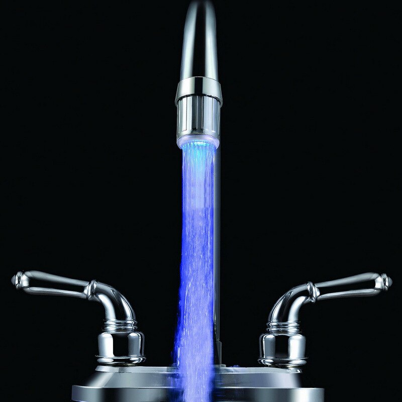 LED Light up Water Kitchen Faucet Color Changing Faucet Kitchen Bathroom Glow Water Saving Faucet Aerator Tap Nozzle Shower: blue