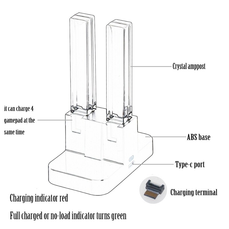 LED USB Charging Dock Station Charger Stand for Nintendo Switch 4 Joy-Cons Controller