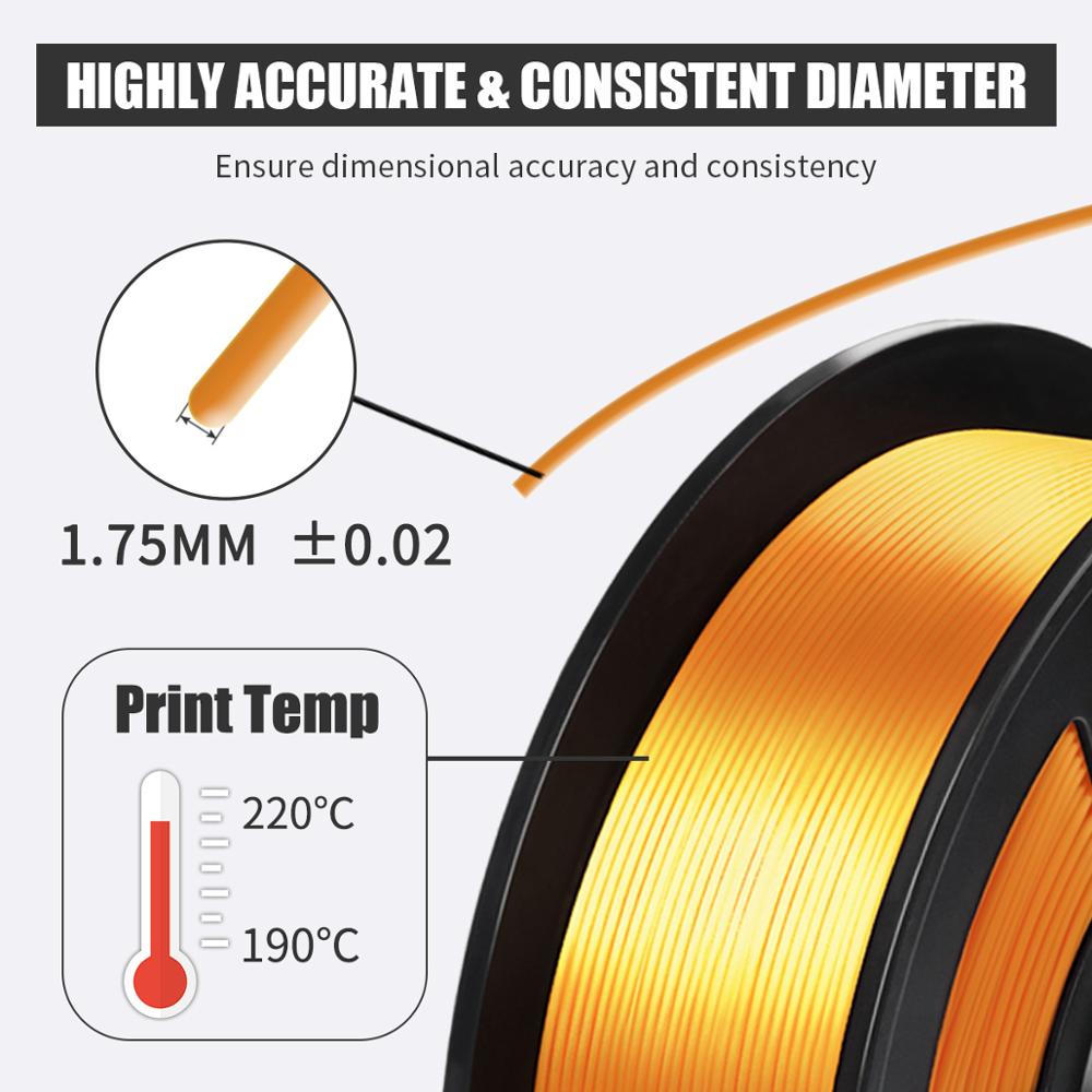 AW silk 3d printing 3D FDM Printer Filament Silk 1.75mm 1KG PLA Silky Rich Luster Metal Gold Copper Plastic Filament Materials