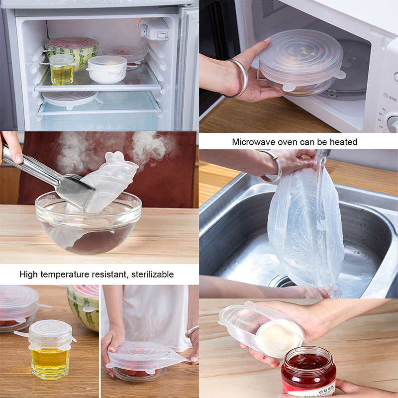 Tapas elásticas de silicona reutilizables para envolver alimentos, cubiertas herméticas para mantener el bol sellado fresco, utensilios de cocina