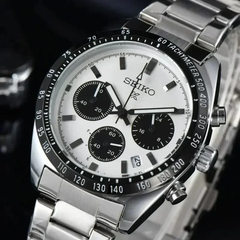 SEIKO Original Man Watch SSC813P1 Classic Panda Three Eyes Series Dial Calendar Popularity Stainless Steel Men Watches
