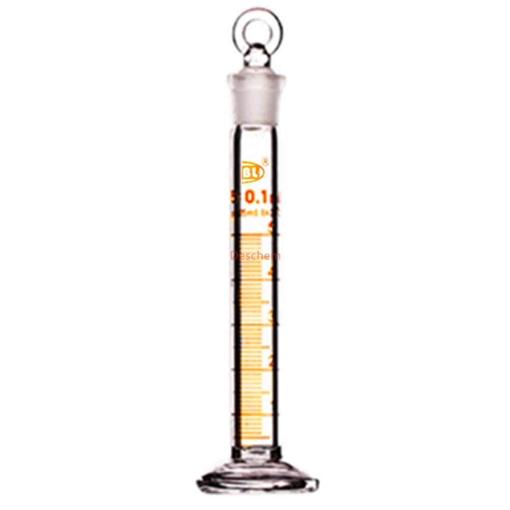 5ml Glass Measuring cylinder W/spout Ground Joint Stopper