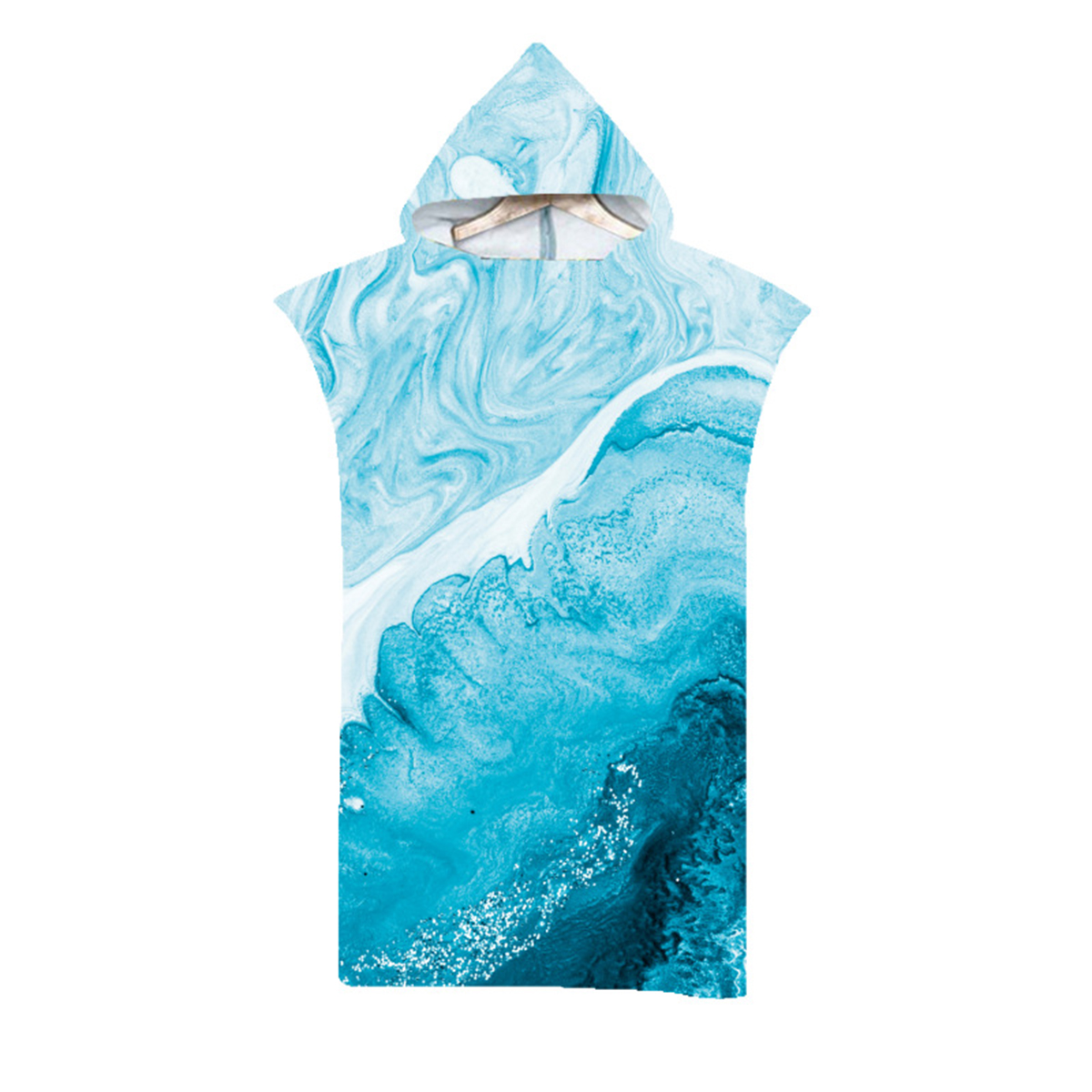 Badetuch mit Kapuze für Erwachsene, Mikrofaser-Poncho, Strand, schnell trocknender Bademantel, Umhang, Strand-Bademantel: Himmel Blau