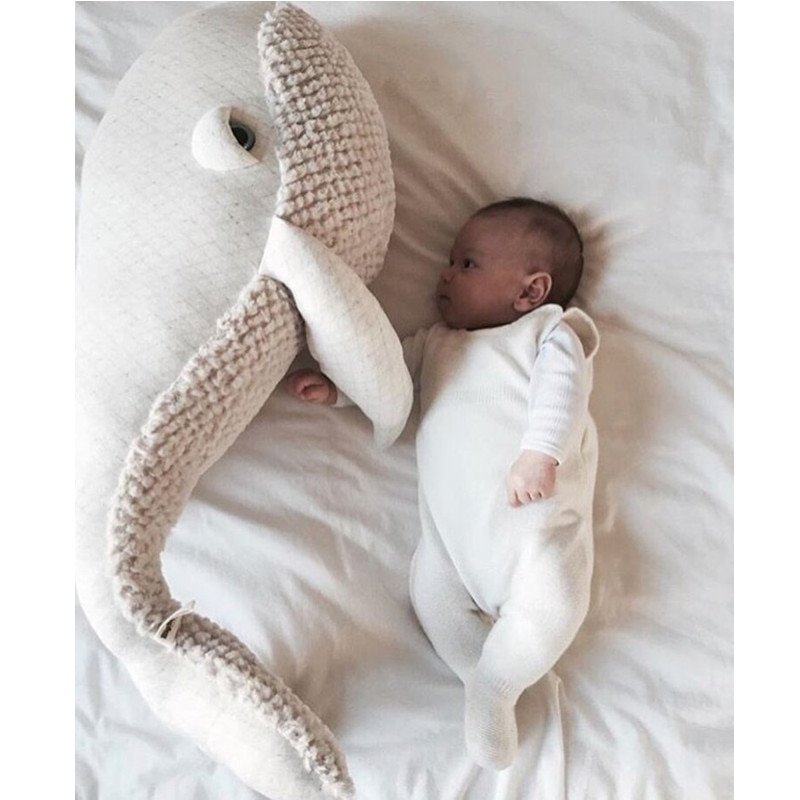 Ins Nordic De Witte Walvis Baby Handgemaakte Pasgeboren Baby Slaapkamer Decor Bumper Kussen Wieg Fotografie Props Pacificeren Speelgoed