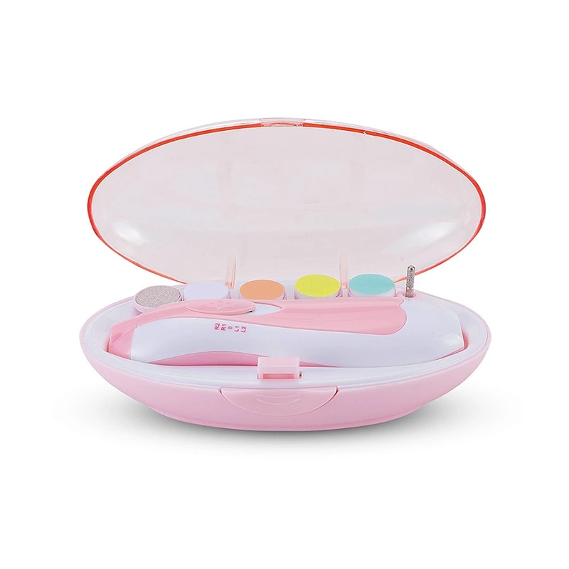 Portable électrique coupe-ongles tondeuse bébé 6 pièces buse de polissage coupe-ongles ensemble de manucure Kit de soins pour bébés: pink