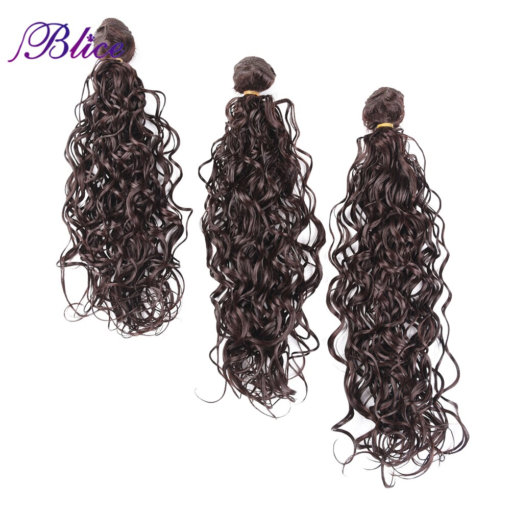Blice syntetyczne wody doczepy-włosy falowane 3 sztuk/paczka ciemny brąz wysokiej temperatury włókna 18 "20" 22 "wątek zestawy dla kobiety