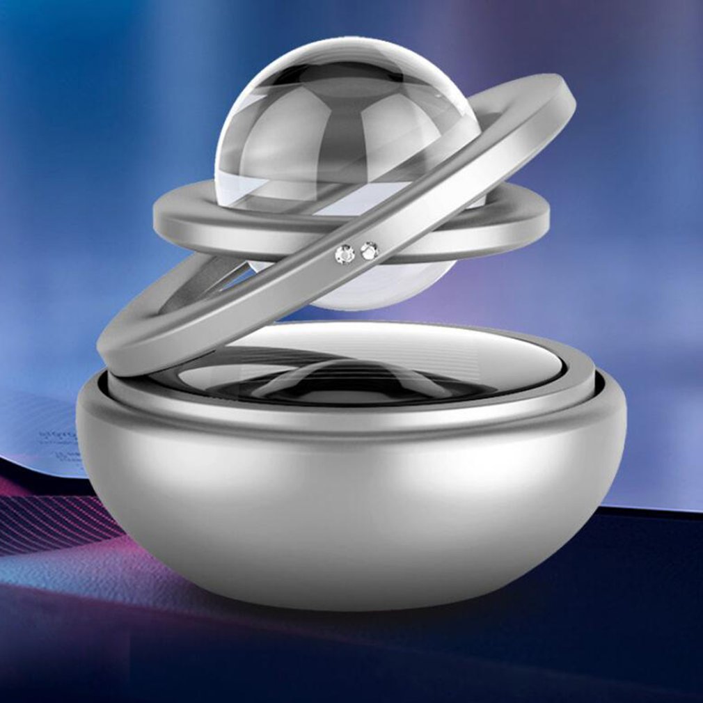 Esfera de cristal colgante giratoria para coche, fragancia de doble anillo de estrella Solar, esférico de cristal para limpiar el aire, exquisita y fragancia: Grey