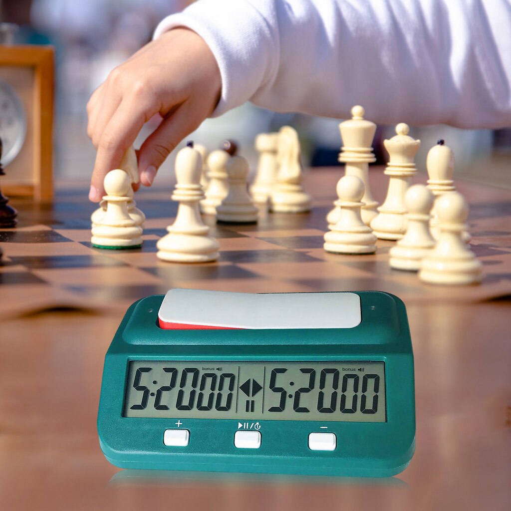 Digital Board Game International Chess Clock Timer Count Up Down with Tournament and Bonus Time: Green