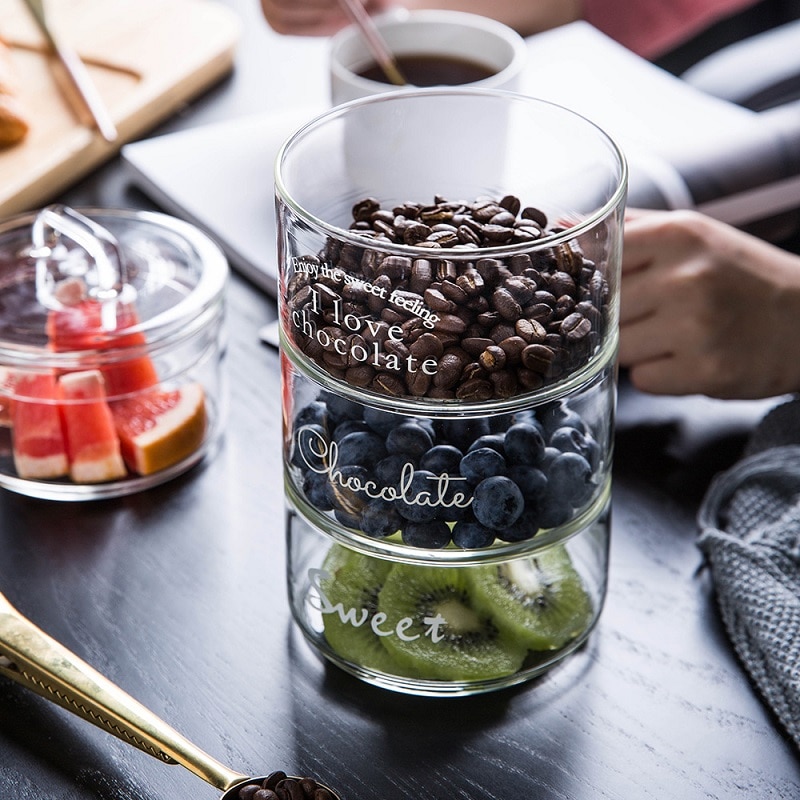 Glass Storage Jars Heat-Resistant Stackable Food Airtight Container Coffee Fruit Miscellaneous Grains Bottle Kitchen Organizer