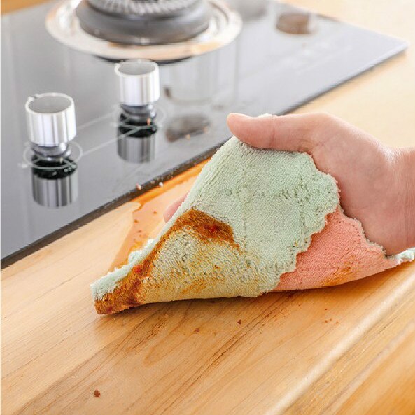 5pcs Rag Cleaning Cloth For Washing Dishs Kitchen Supplies Kitchen Double Side Absorbent Dishcloth Special Soft Kitchen Tool