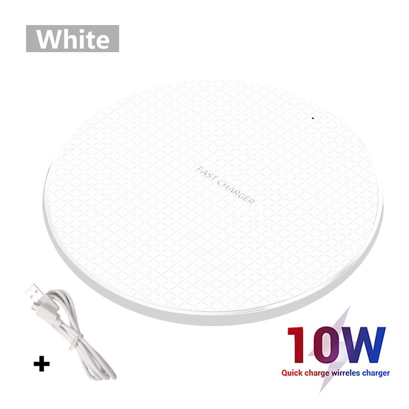 Qi wireless charger 10W For iPhone 13 12 11 Pro Mini XS XR 8 Induction Charging Pad For Samsung S20 S10 Note 20 10: White Qi Wireless