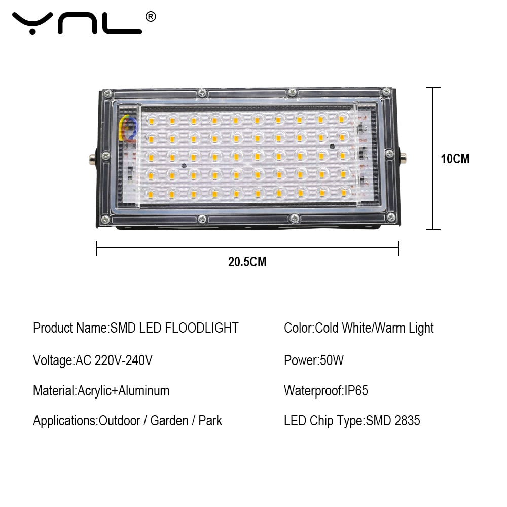 LED Flood Light AC 220V 240V ip65 50w LED Floodlight Outdoor Wall Spotlight Waterproof LED Light Reflector Lighting Garden Lamp