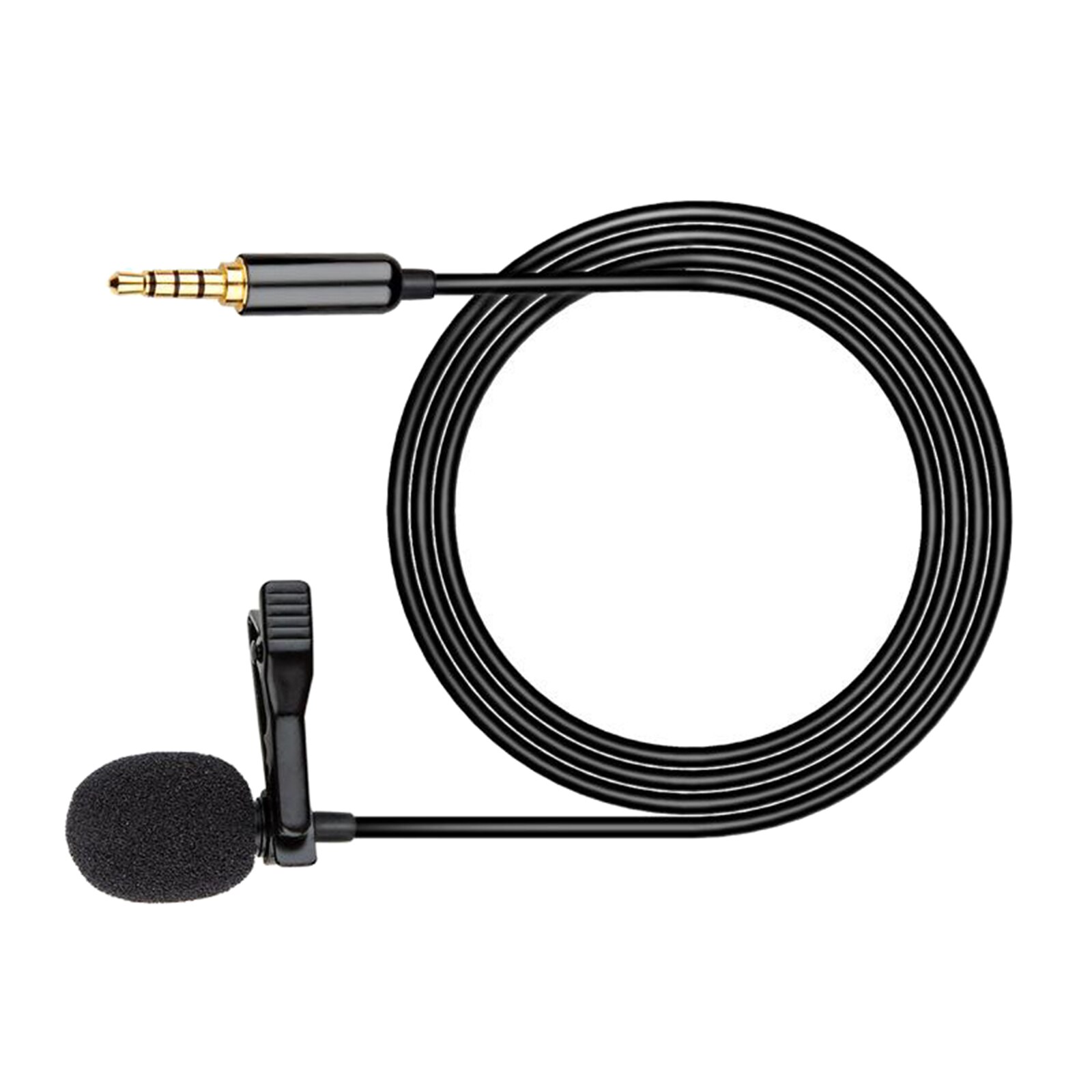 Clip-on Lapel Mic Stereo Audio 3.5mm Jack Lavalier Microphone w/ Storage Bag