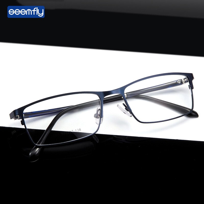 Seemfly Anti-blue Ray cuadrada de Metal gafas montura clásica completa de óptica, gafas para miopía Unisex para hombres y mujeres