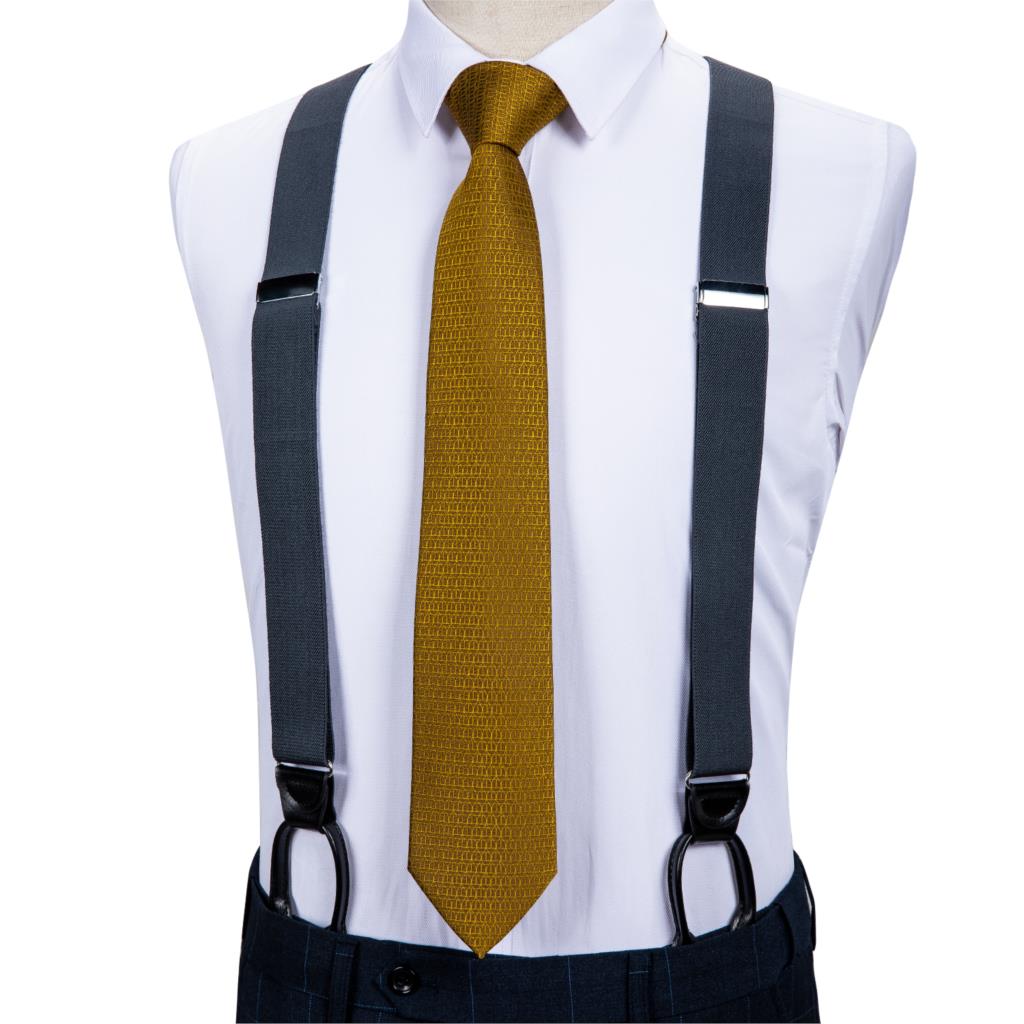 DiBanGu Adulto In Pelle di Metallo Solido Marrone Nuovo Mens Bretella 6 Bottoni Brace Elastico Bretella Regolabile Tirantes Per Gli Uomini BD-506: BJ503-7341