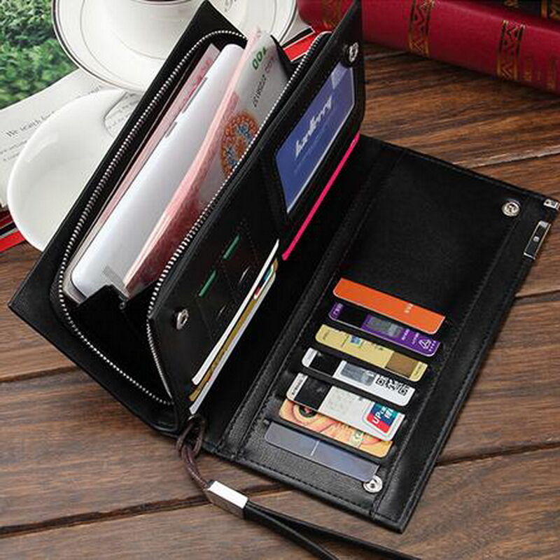 Newest Men's Leather Bifold ID Card Holder Long Wallet Purse Checkbook Clutch Billfold