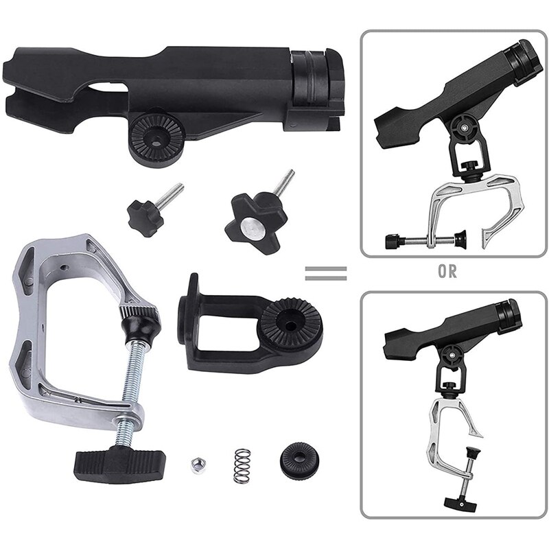 Fishing Boat Rod Holder with Large Clamp 360 Degree Opening Adjustable Fishing Rod Racks Folding Bracket