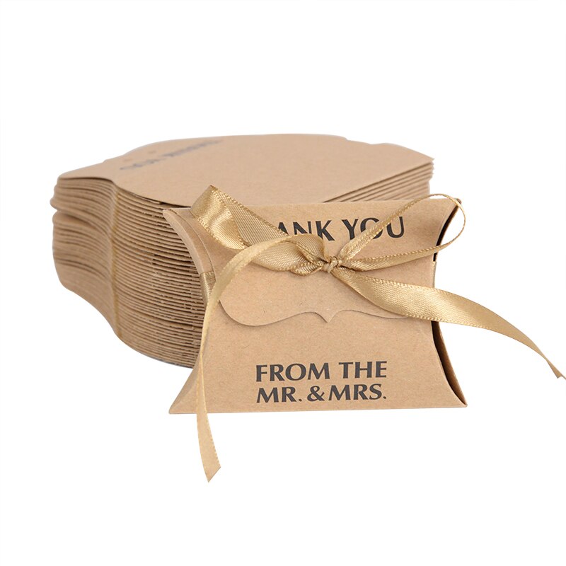 20/10Stck Kraft Papier Danke Süssigkeit Kasten Kissen bilden Hochzeit Gunsten Verpackung Boxen Für Hochzeit Engagement partei Dekor Versorgung: 20Stck
