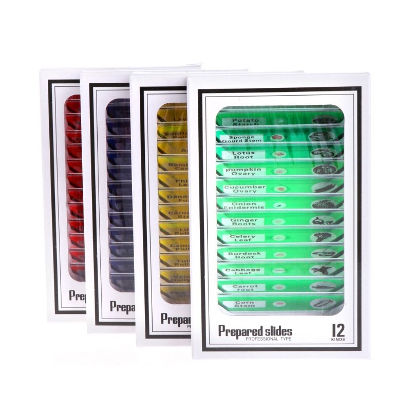 48 Pcs Prepared Microscope Slides Specimen Animals Insects Plants Flowers Sample