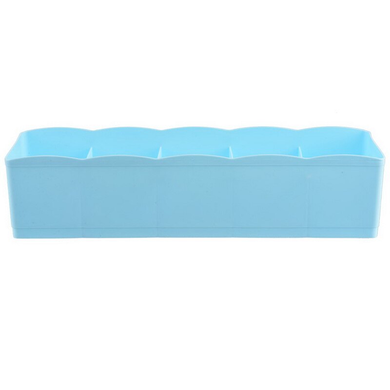 1pc Storage Box 5-grids Multi-function Plastic Drawer Organizer Underwear Closet Bin Clothes Storage Organizer 26.5cmx8cmx6.5cm: Light blue
