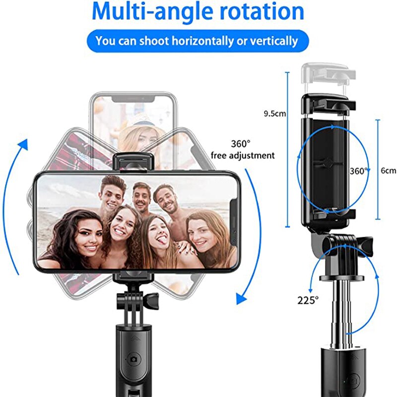 Erweiterbar Selfie Stock Stativ Multi-winkel Drehung mit Bluetooth Fernbedienung für iPhone 12 11 Profi XS MAX X XR SE 8 7 Samsung