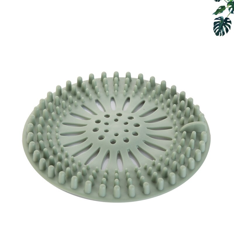 Hårfanger silikone hårproppefælde brusebad anti-blokerende filter let at installere og rengøre badeværelset køkken køkken tilbehør: Grøn